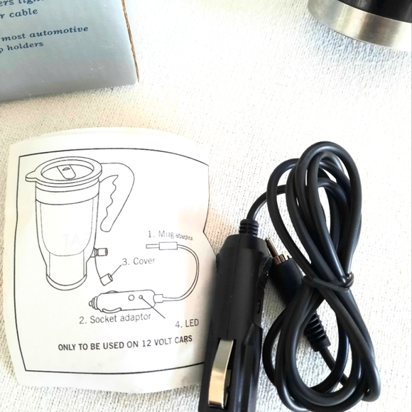 Plug- in Mug Coffee Auto Heat Powered by Cigarette Lighter Cool Touch Shell New - Picture 3 of 7
